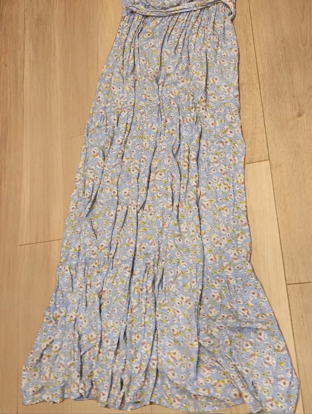 Lulu's Sunny Bliss Cornflower Blue Floral Tiered Maxi Sundress XL - Picture 9 of 12